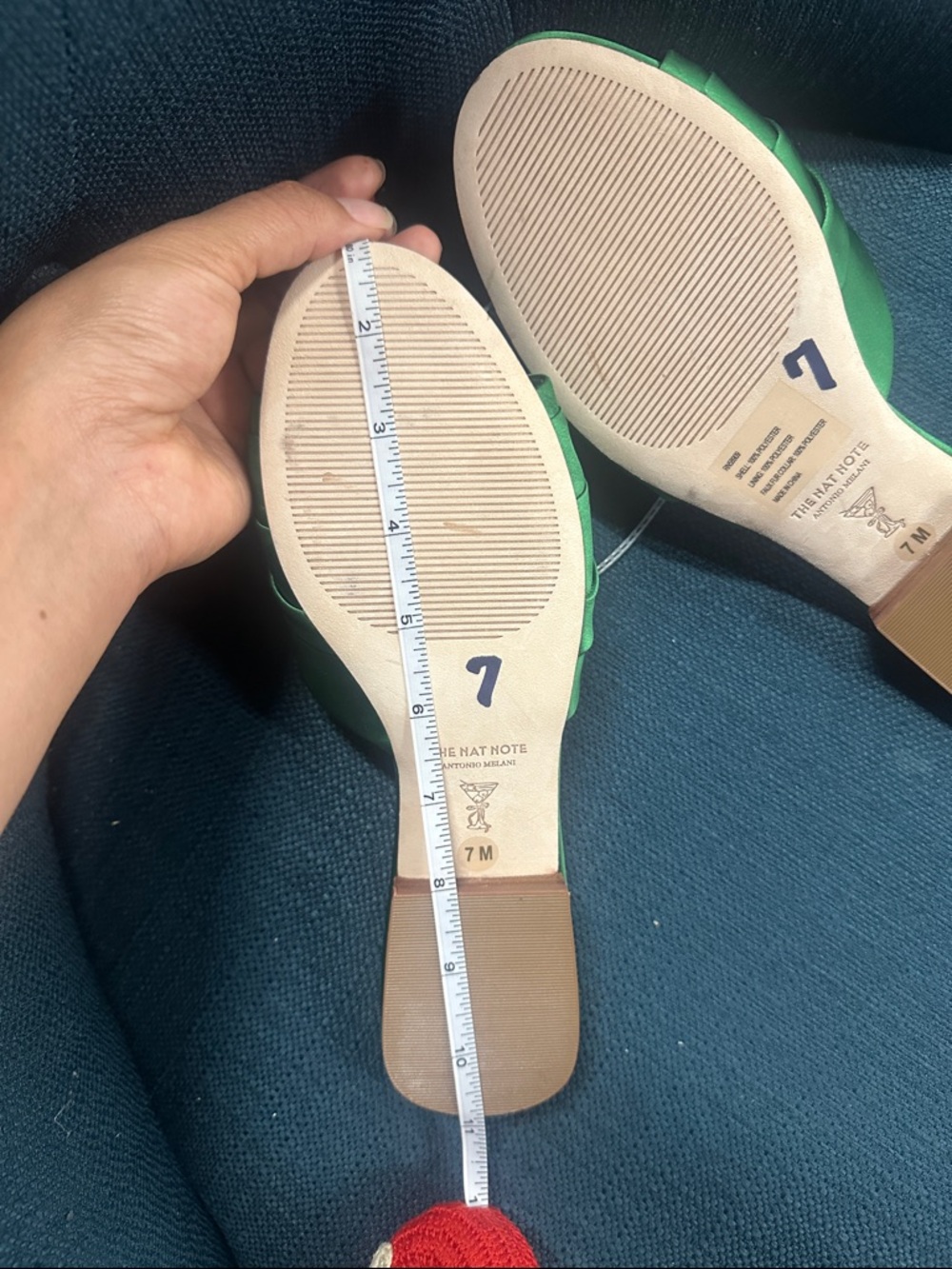 ANTONIO MELANI Emerald Satin Pom-Pom Sandals - Picture 14 of 14